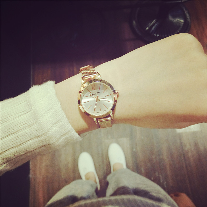 手表女中學生韓版簡約潮防水時尚女款玫瑰金小巧迷你氣質石英腕表