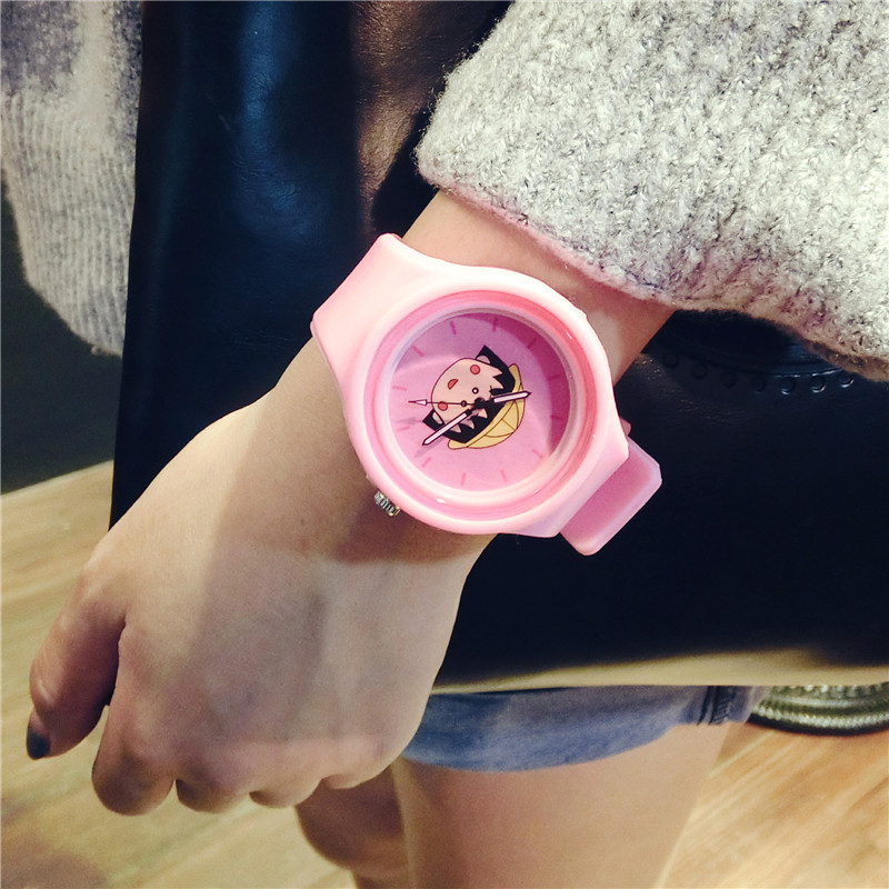 韓版時尚簡約可愛女初中學生手表原宿風日系軟妹閨蜜硅膠帶果凍表