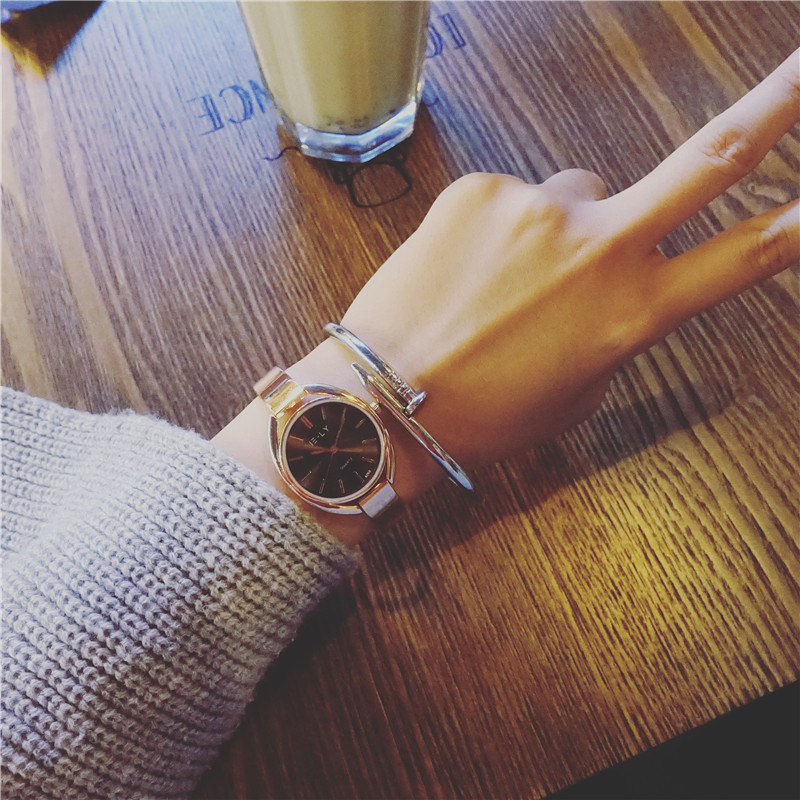 手表女2017新款學生韓版簡約鏈條細韓國金色 玫瑰金 歐美石英腕表