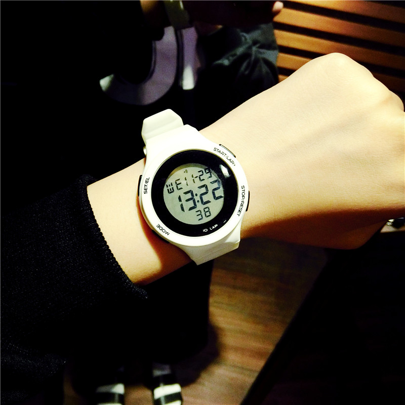 韓國原宿時尚潮流男女生學生韓版簡約青少年防水夜光運動電子手表