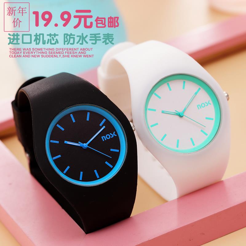 超薄簡約學生手表 時尚女孩考試手表 韓版防水糖果色夜光果凍手表