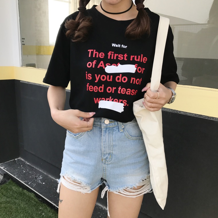 2017新款韓版情侶裝夏裝字母印花情侶t恤女寬松短袖學生打底上衣