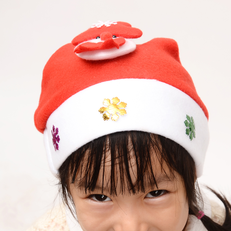 圣誕節裝飾品 帶燈兒童圣誕帽子  卡通圣誕老人雪人帽 高檔圣誕帽