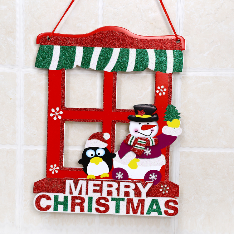 圣誕節裝飾品 圣誕門掛牌新款老人雪人櫥窗掛件 立體字母掛牌