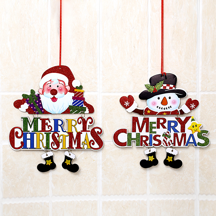 圣誕節裝飾用品 圣誕老人雪人 字母掛牌 圣誕娃娃公仔墻壁掛牌