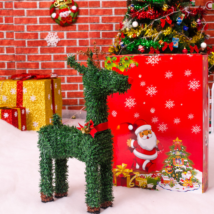 圣誕節裝飾品 圣誕草編鹿 麋鹿 圣誕禮盒鹿圣誕禮品禮物場景布置