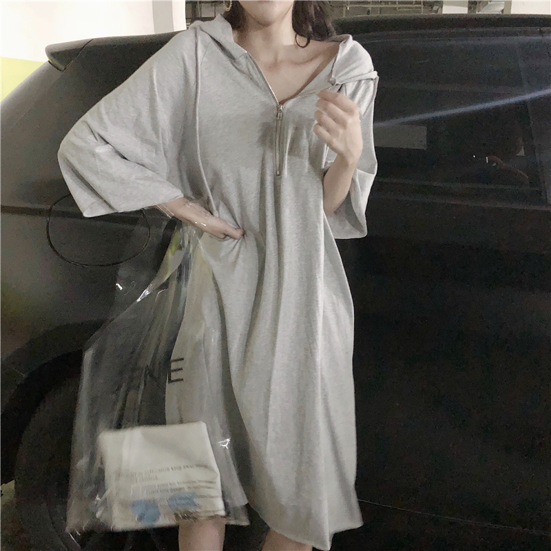 夏裝2018新款韓版學生港味網紅衣服女連衣裙寬松chic慵懶風裙子潮