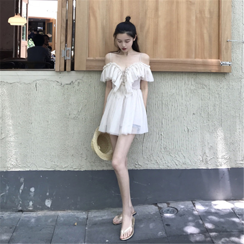 夏季2018新款韓版小心機連衣裙短款小個子顯瘦溫柔冷淡風吊帶裙女
