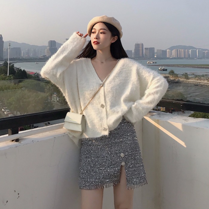 2018新款韓版時尚甜美女神套裝早秋兩件套裙氣質毛衣外套半身裙潮