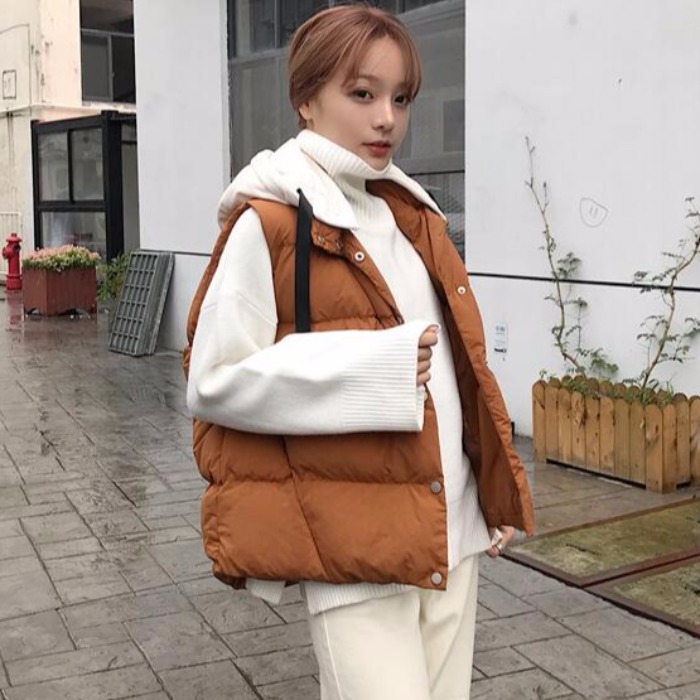 棉衣服2018新款韓版寬松可卸帽百搭學生無袖面包服馬甲冬天外套女
