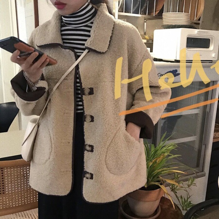 韓版2018秋冬裝新款百搭皮毛一體雙面穿加厚羊羔毛網紅外套女學生