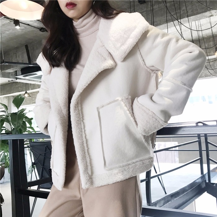 外套女學生森系2018秋冬季韓版慵懶風百搭短款加厚長袖羊羔毛外套