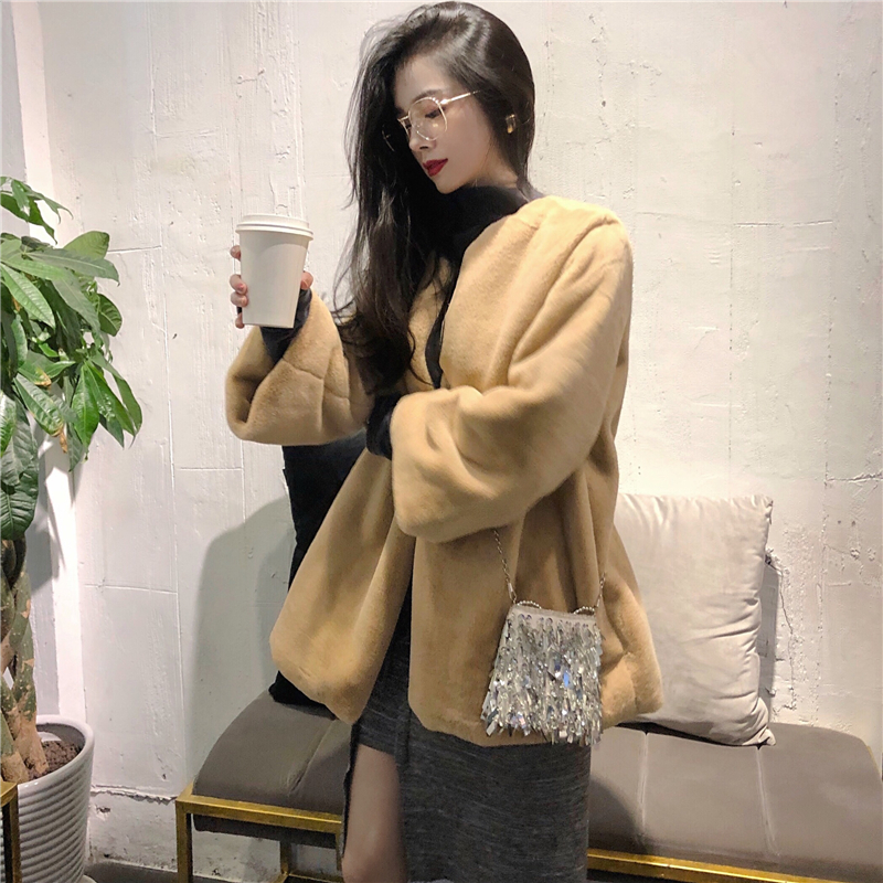 2018新款流行韓版女裝chic港味時尚百搭顯瘦復古顯瘦毛毛外套潮