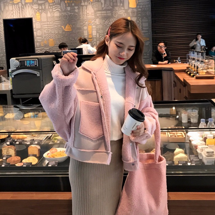 冬季2018新款韓版女裝學院風寬松百搭加厚羊羔毛女學生棉衣外套潮