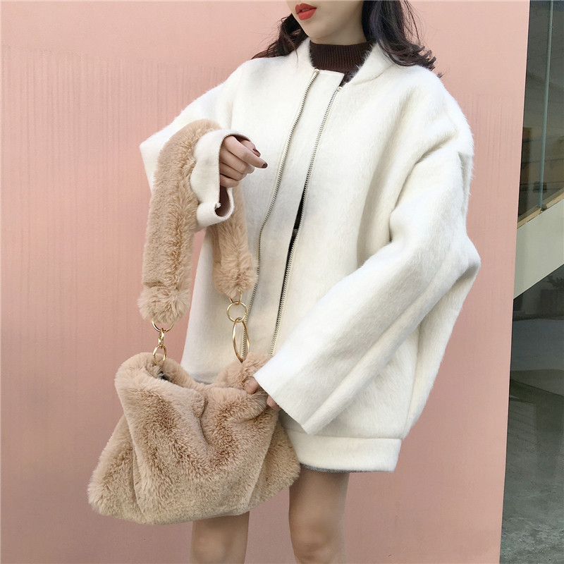 2018流行大衣女秋冬季新款韓版寬松氣質時尚蝙蝠長袖上衣毛呢外套
