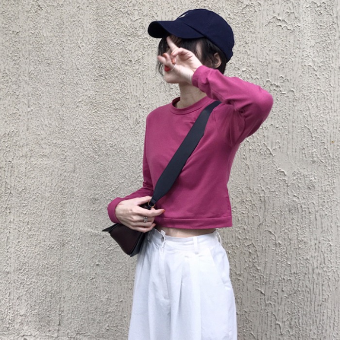 網紅同款衣服女秋冬季韓版學生修身顯瘦百搭短款長袖T恤打底衫潮