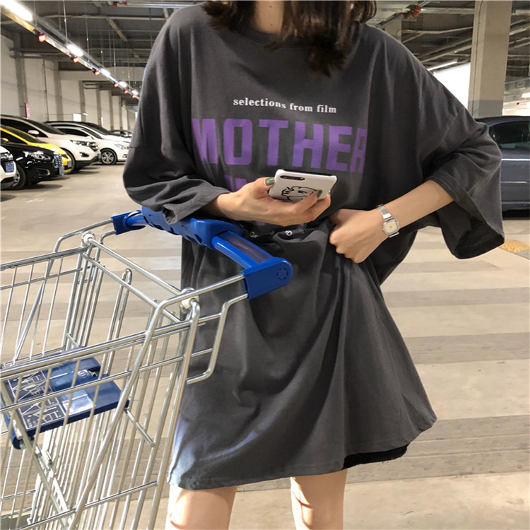 夏裝2018新款韓版chic怪味少女上衣寬松百搭學生短袖中長款T恤女