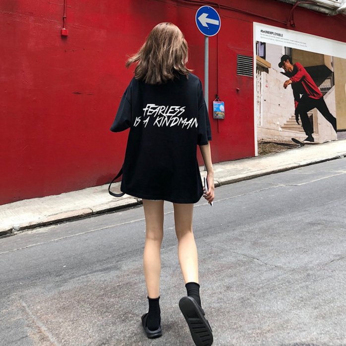 女生酷酷的衣服夏裝2018新款韓版hiphop上衣寬松百搭學生短袖T恤