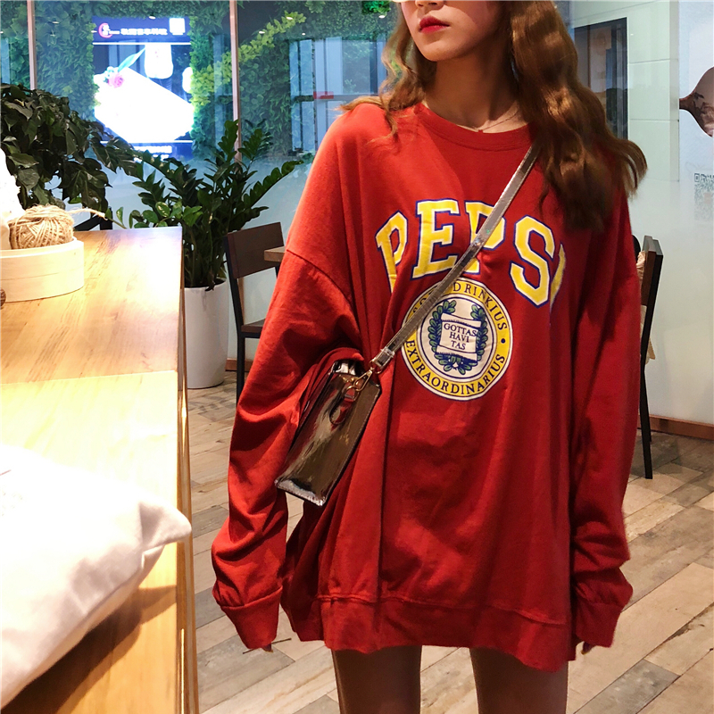 2018新款韓版chic早秋上衣慵懶風寬松學生嘻哈怪味少女T恤女長袖