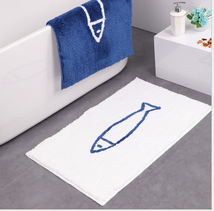 [白色莫奈]北歐風情超軟浴室防滑墊衛浴地毯臥室可機洗吸水腳墊