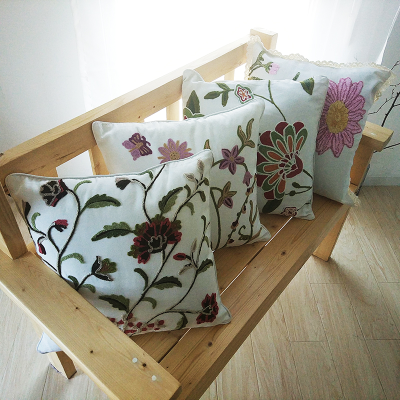 特價單品 絨繡布藝沙發抱枕沙發靠墊靠枕腰枕床頭靠背墊