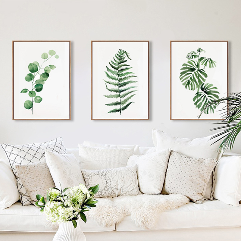[白色莫奈]特價 綠色植物裝飾畫餐廳臥室床頭小清新掛畫壁畫