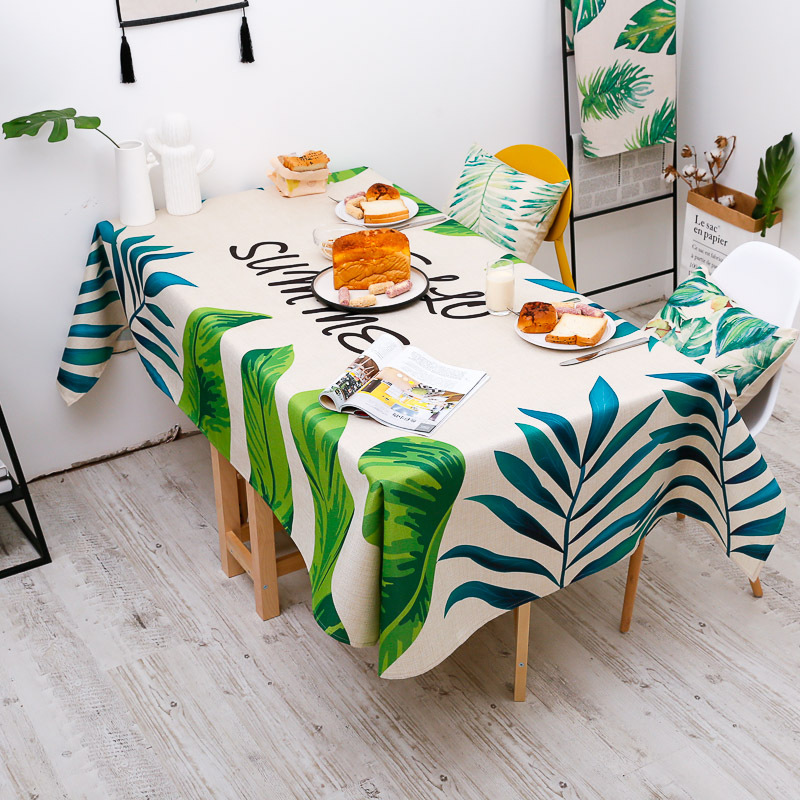 [白色莫奈]新年特惠棉麻桌布植物系餐桌墊長方形茶幾蓋布加厚臺布