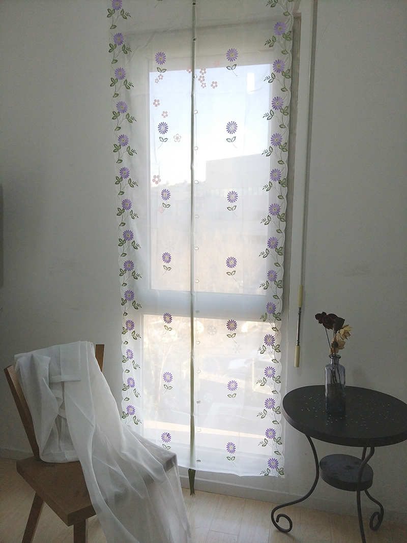 [白色莫奈]特惠*客廳紫色菊花窗紗提拉簾 氣球簾 窗簾 羅馬簾紗簾