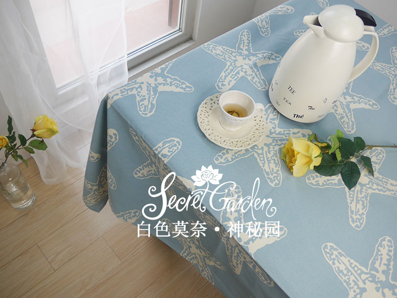 [白色莫奈]美單清新純棉加厚茶幾布桌布沙發巾床蓋加大150*210cm