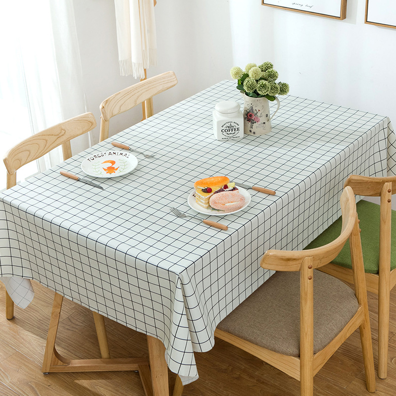 新品簡約格子桌布PVC印花防水防油免洗餐桌布家用臺布