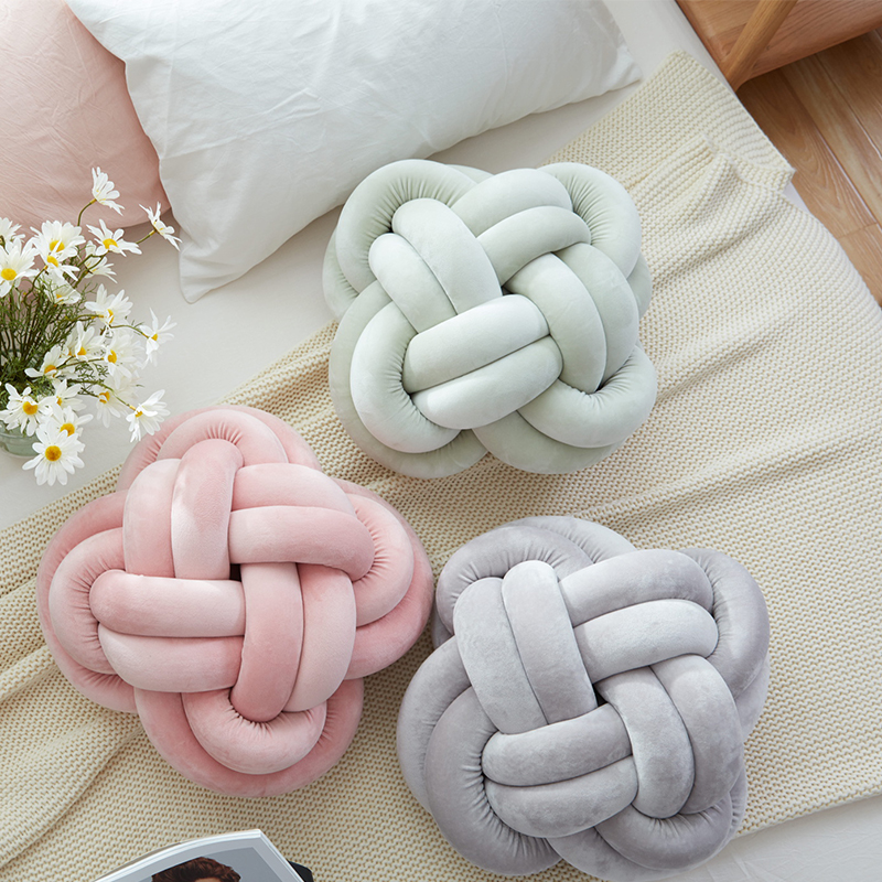 丹麥含芯北歐風打結抱枕圓形創意可愛沙發手枕 ins簡約裝飾靠枕