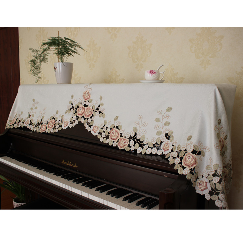 [白色莫奈]新春奉獻 完美機繡鋼琴巾鋼琴罩出口繡品