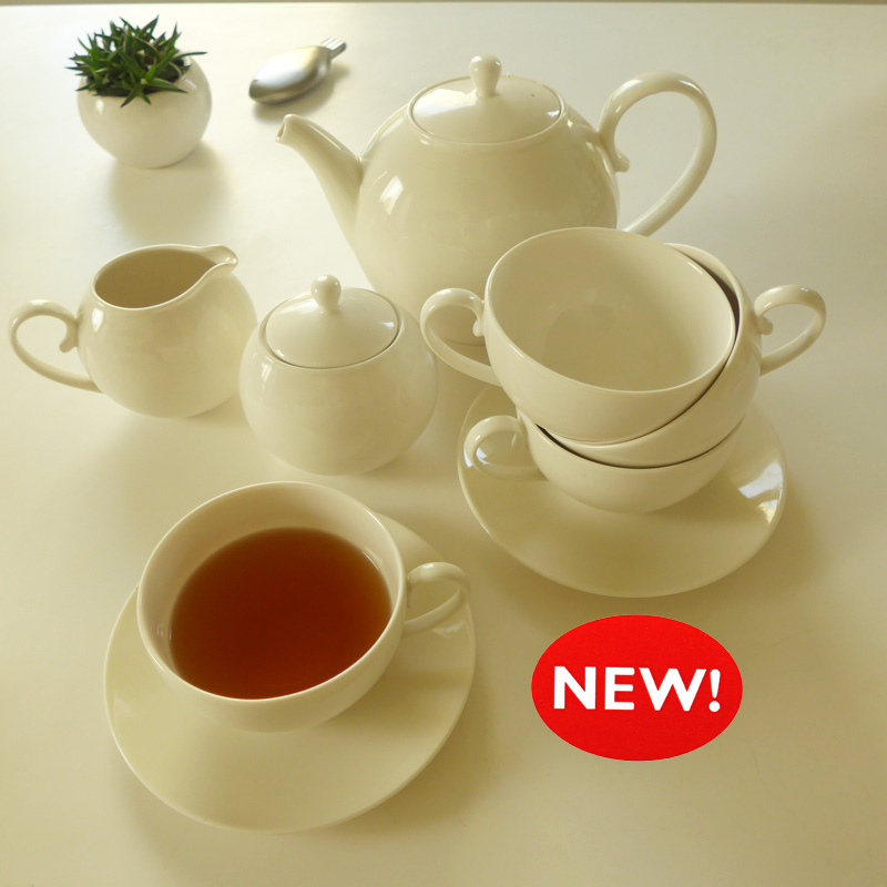 [白色莫奈]特惠*出口英國純白健康茶具茶壺套組新骨質瓷