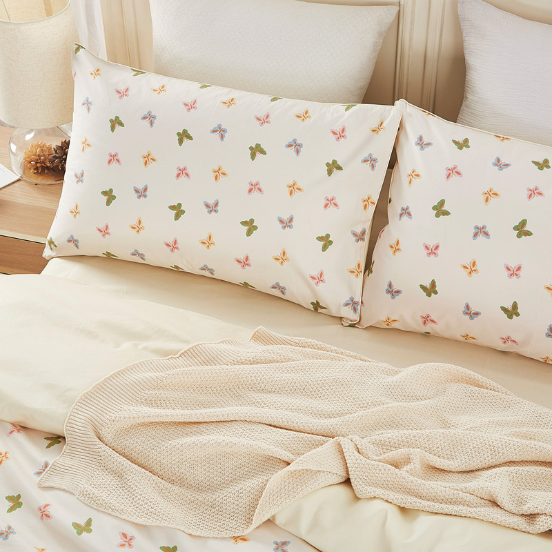 [白色莫奈]新款特價 60支貢緞純棉四件套裸睡專用床上套件蝴蝶