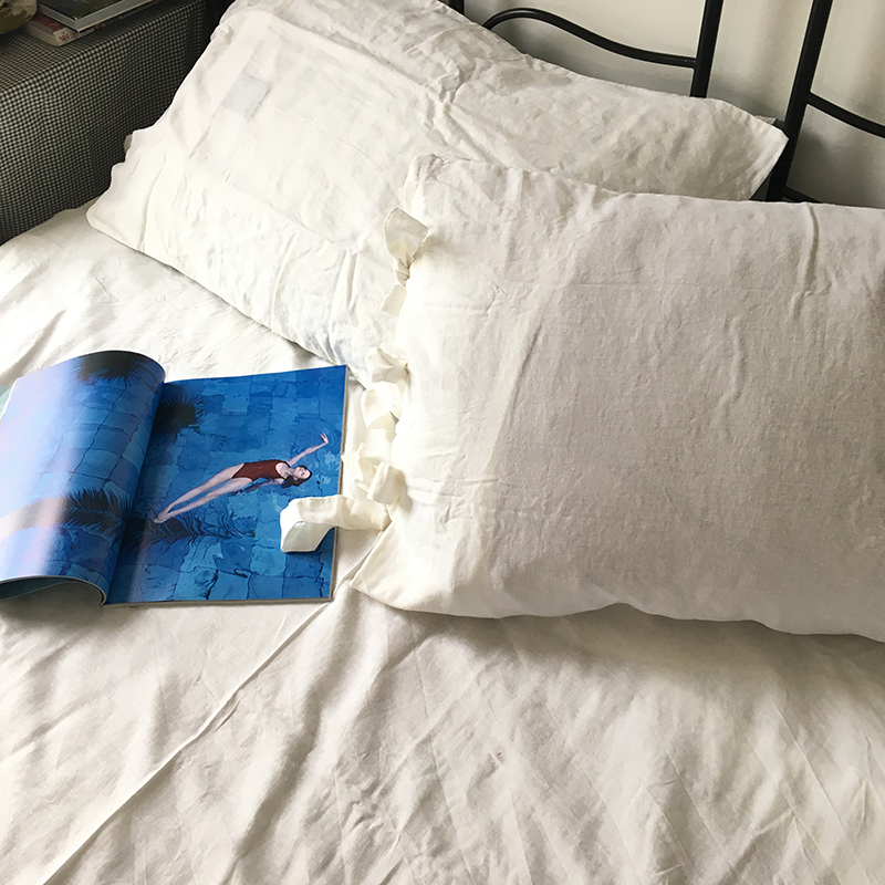 [白色莫奈]特價處理日系簡約系帶棉麻四件套涼爽床上套件