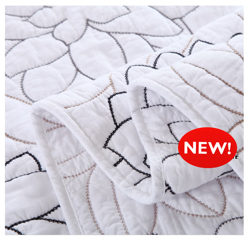 [白色莫奈]藏品特價*出口美國純棉床蓋絎縫被春秋被繡花絎縫被