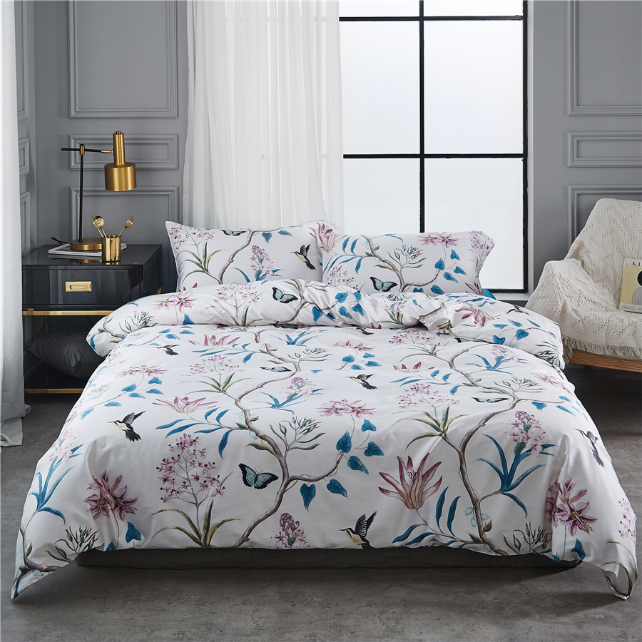 新品60支埃及長絨棉四件套全棉貢緞床上用品套件植物花卉多花型