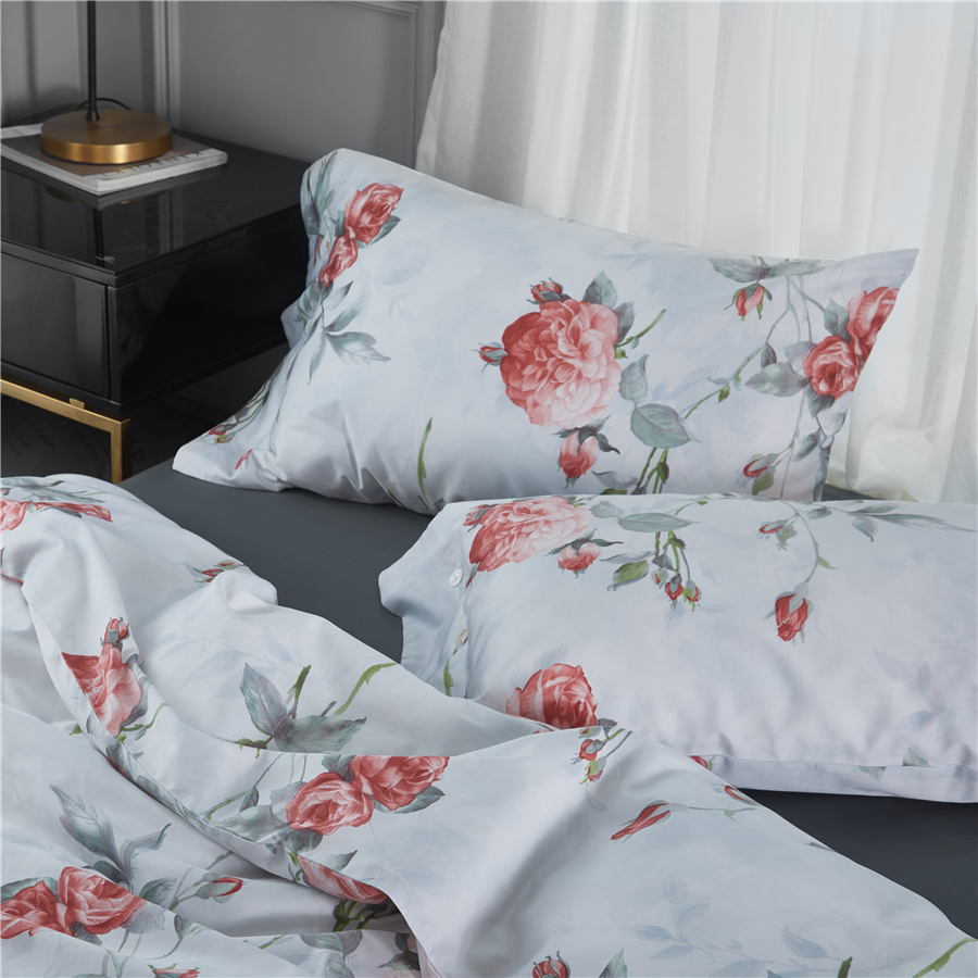 新品60支貢緞純棉四件套埃及長絨棉床上用品套件植物花卉多花型
