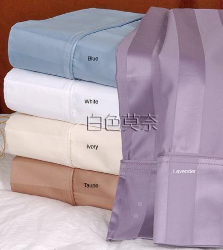 [白色莫奈] 兩套包郵*簡約風格全棉緞條寬紋白色四件套