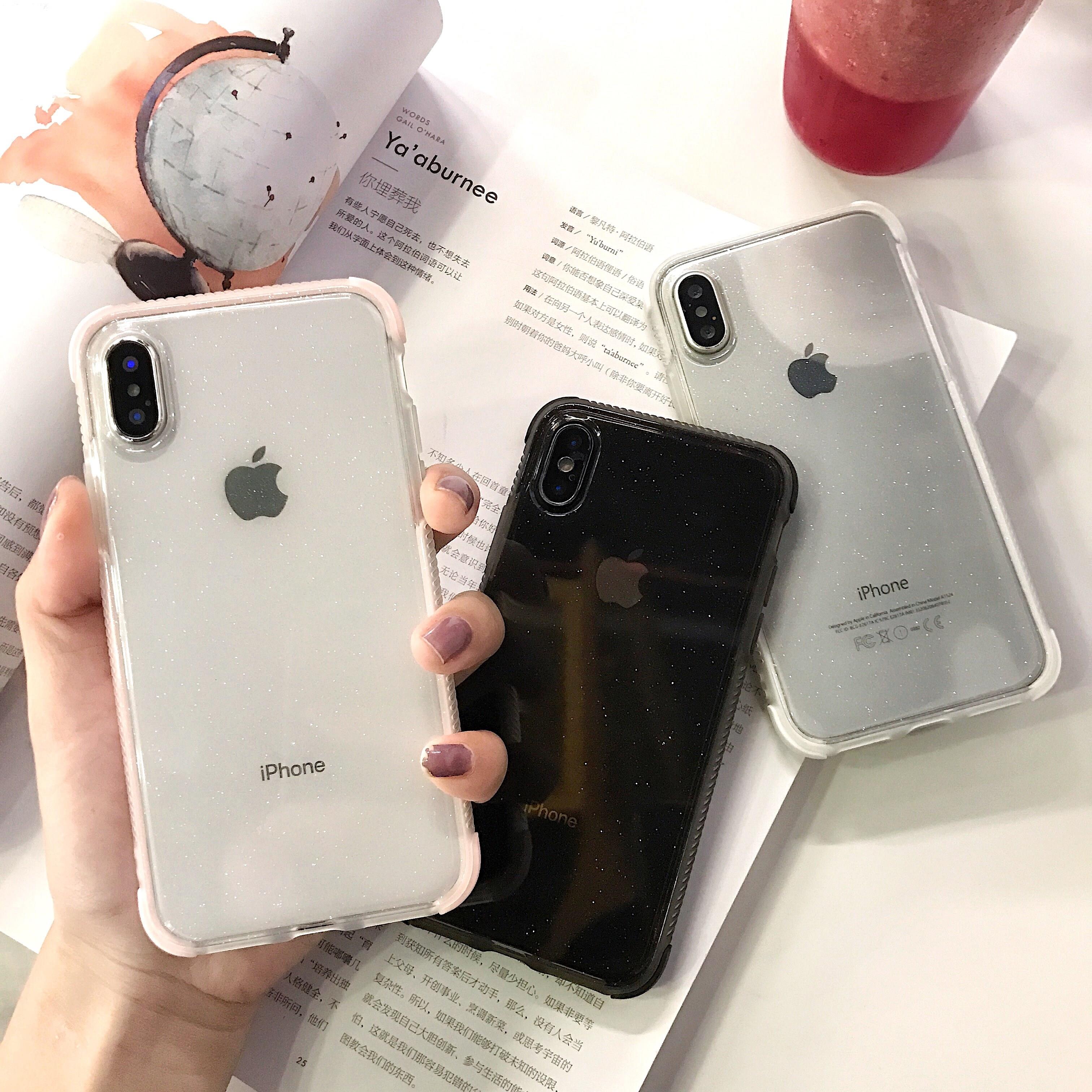 簡約閃粉透明蘋果x手機殼新款iphone8/7plus/6s硅膠軟膠防摔男女