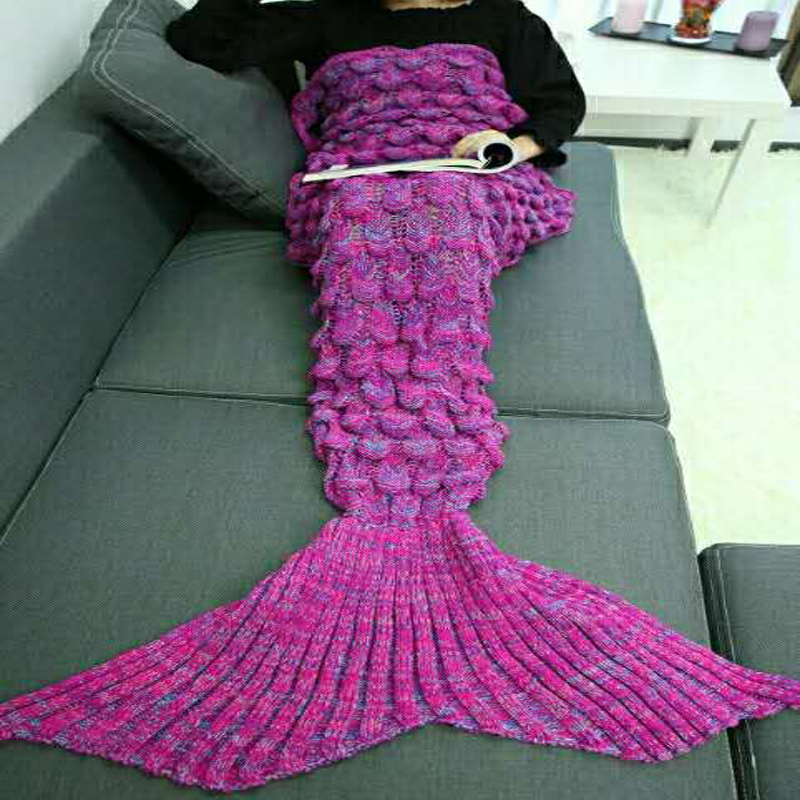 2018冬季新款針織保暖寬松彈性室內美人魚睡毯單人休閑沙發毯子JY